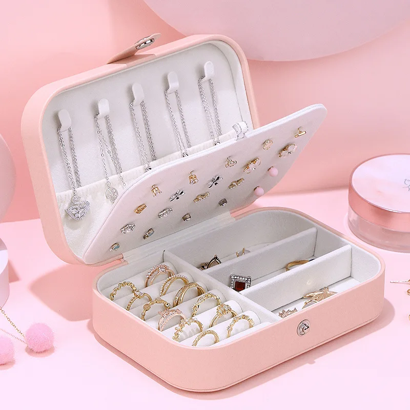 

Jewelry Box Jewelry Organizer Display Portable Travel Jewelry Case Boxes Leather Storage Elegant Organized Display