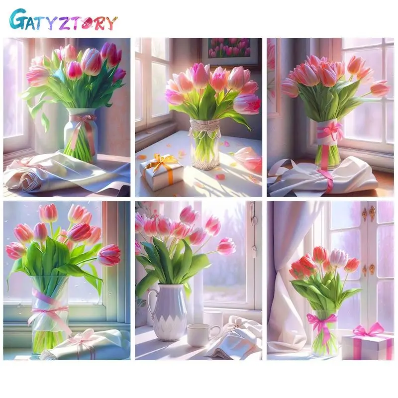 

GATYZTORY Painting By Number Flower Drawing On Canvas Picture By Numbers Art HandPainted DIY Home Decoration Gift
