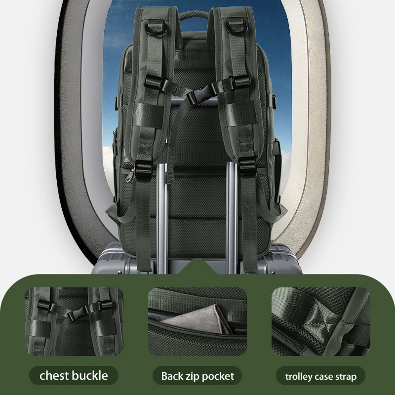 Waterproof Men Travel Backpack Airplane Luggage Boys School Bags Lightweight 17inch Notebook Large Capacity Multi-Function