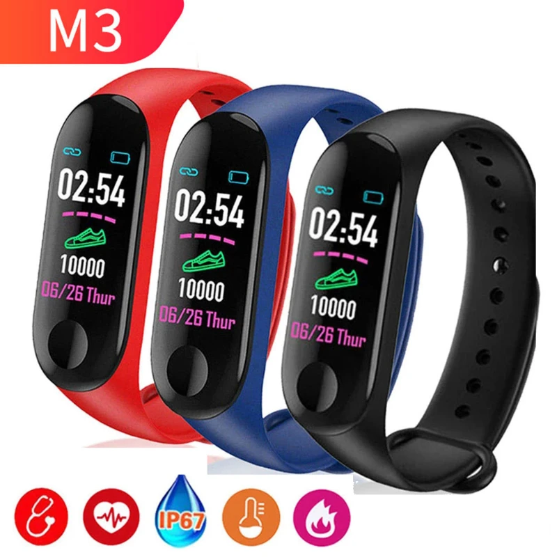 M3 Smart Digital Watch Bracelet for Child Women with Heart Rate Monitoring Running Pedometer Colour Counter Health Sport Tracker