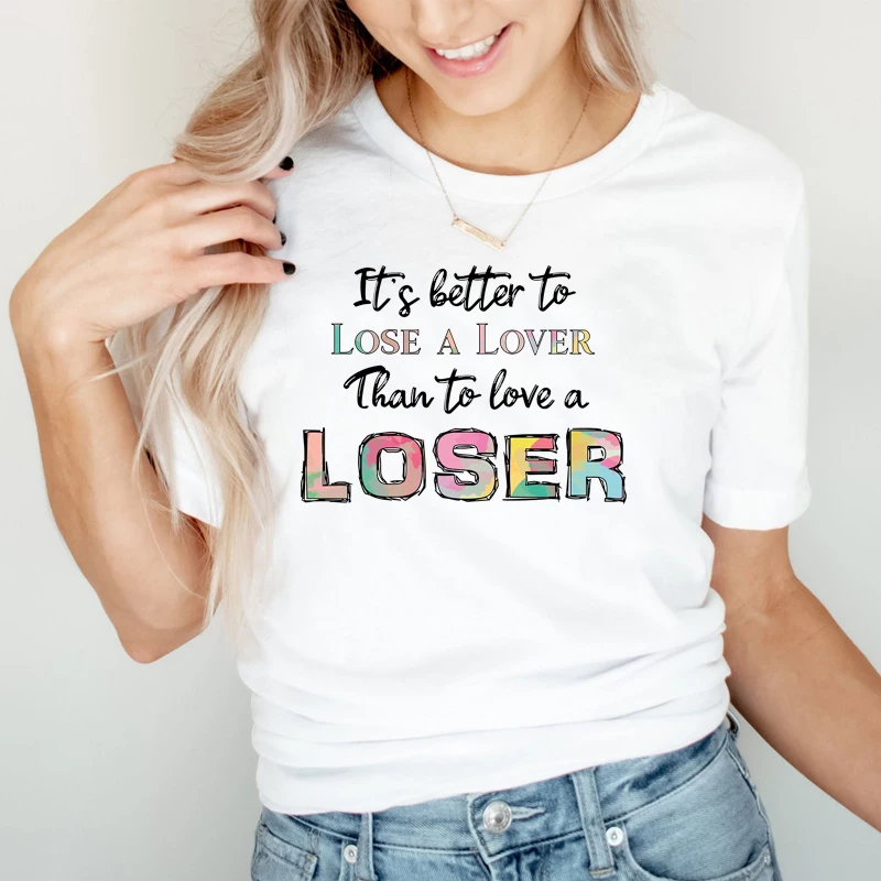 

Retro It's Better To Lose A Lover Than To Love A Loser Women T Shirt Vintage Religious Clothes Bible Verse Tshirts Dropshipping