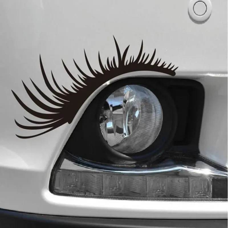 

1Pair 3D Charming Eyelashes Car Sticker Fake Eye Lash Car Headlight Funny Decals Compatible Reflective Fashionable