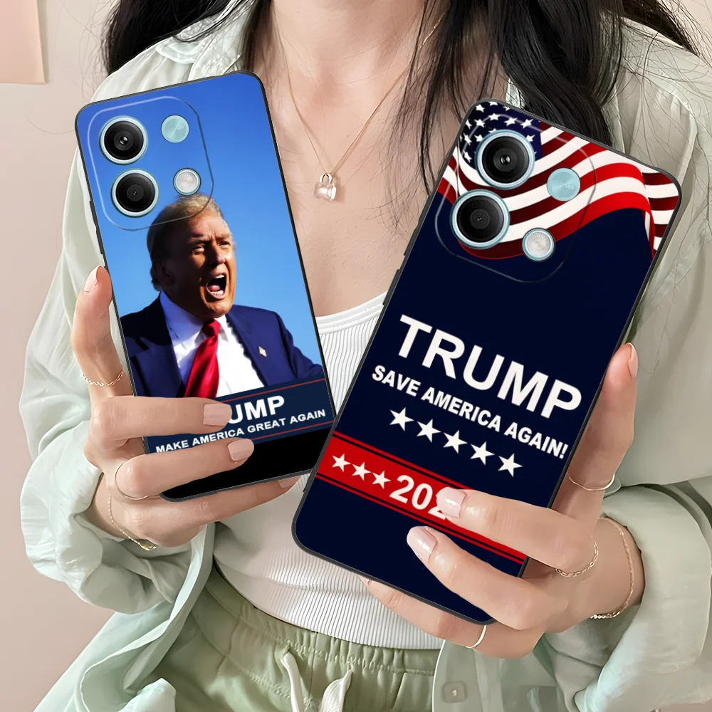 Trump Mobile Phone Case for Xiaomi Redmi Note 13 12 11 10 9 8 7 6 S A Pro Lite Plus 5G Black Cellphones Smartphone Cover