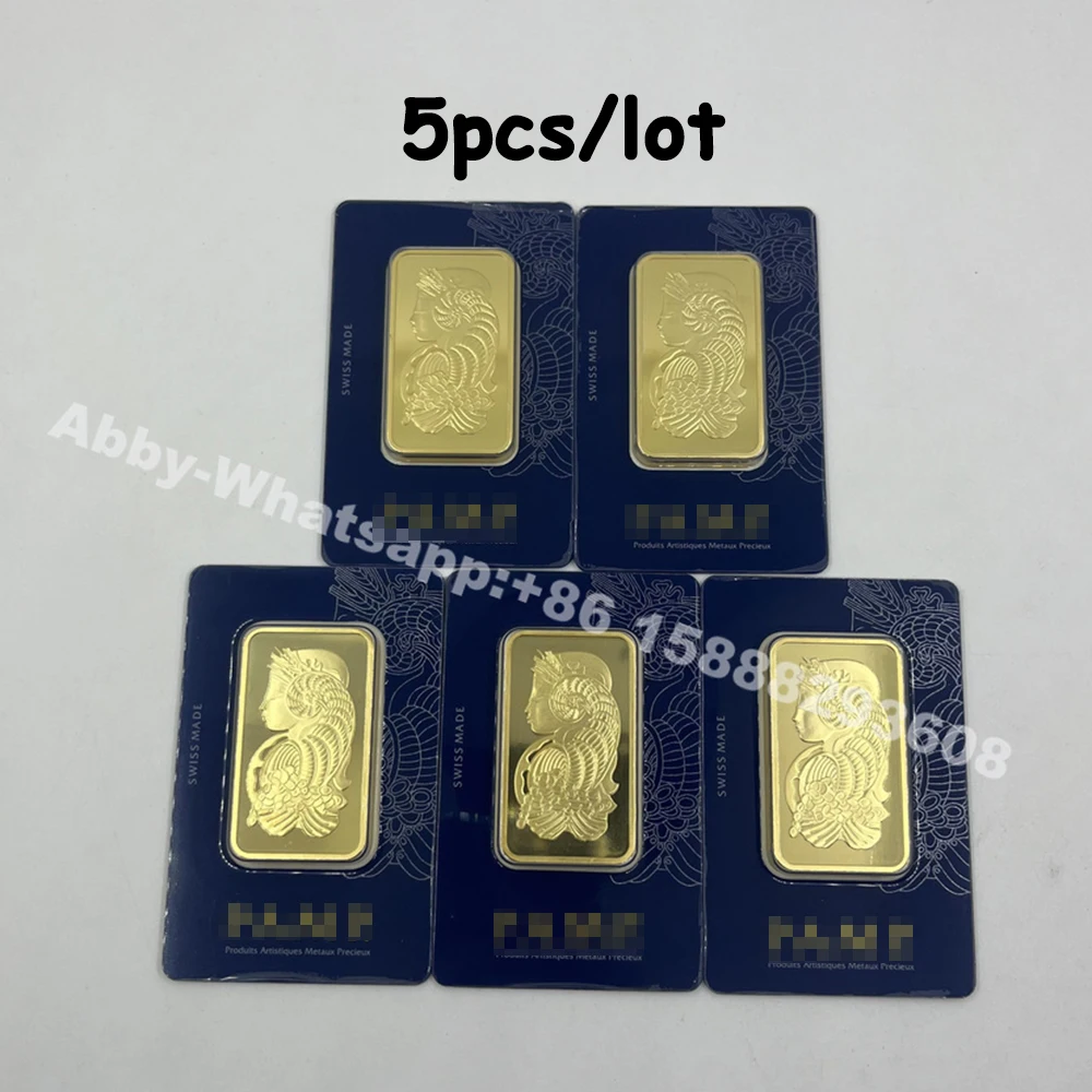 

5 шт./партия, позолоченные слитки швейцарской леди, 50 г, 24 к