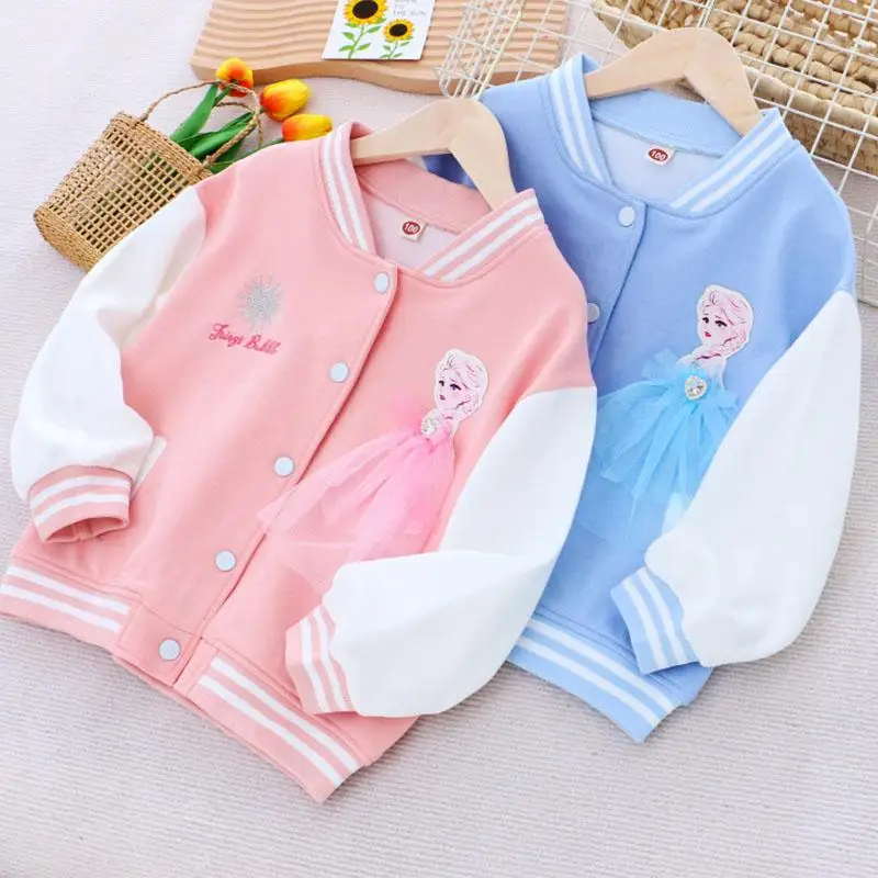 

new kawaii Disney Frozen Elsa Child Baseball jacket Cartoon Autumn winter Cotton warm coat comfort top Cute Girls Christmas Gift