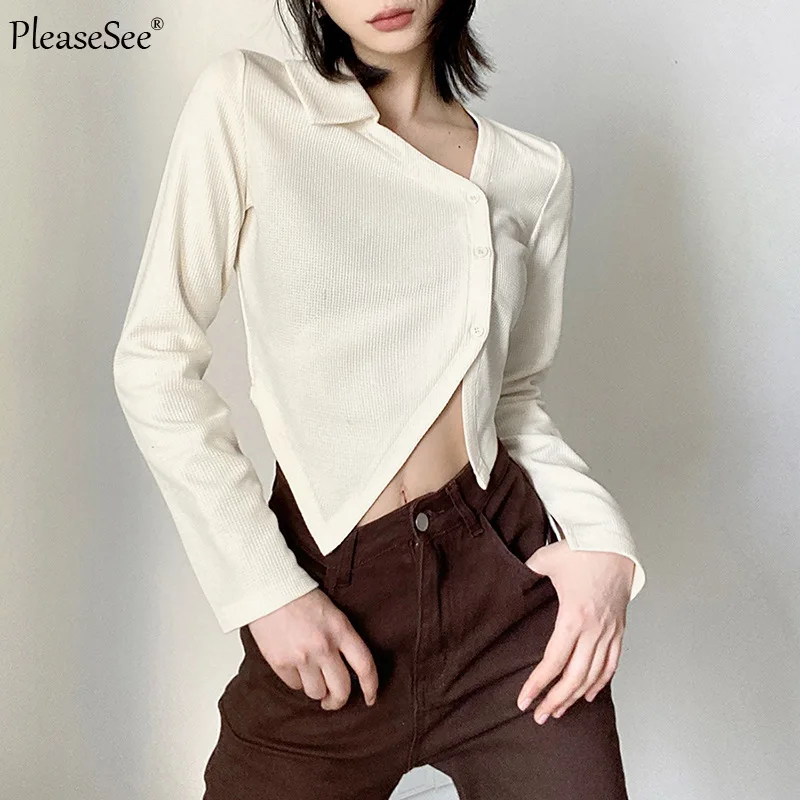 Кроп-Топ женский однобортный с длинным рукавом весна 2022 |