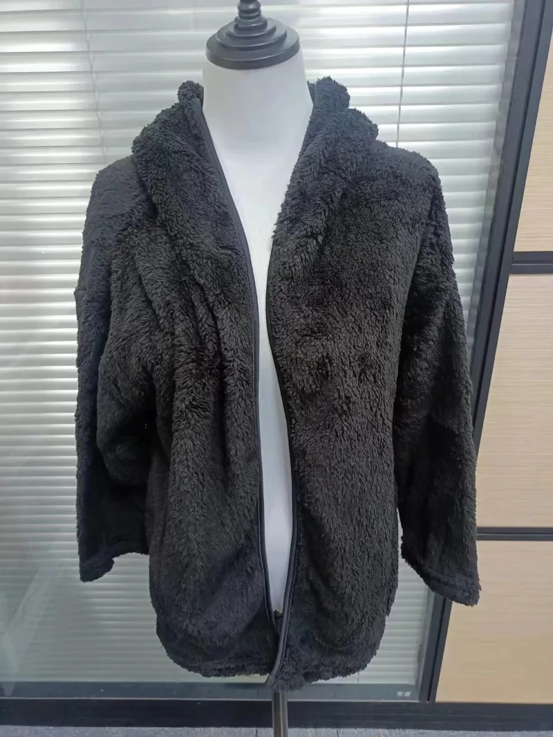 Женская однотонная свободная и теплая плюшевая ветровка средней длины из