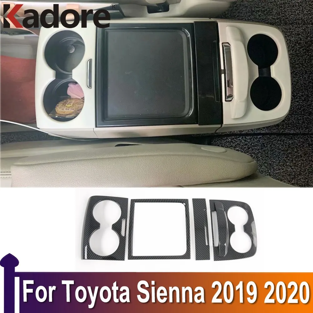 

For Toyota Sienna 2019 2020 Water Cup Holder Panel Decoration Cover Trim Stickers Interior Accessories Styling Carbon Fiber