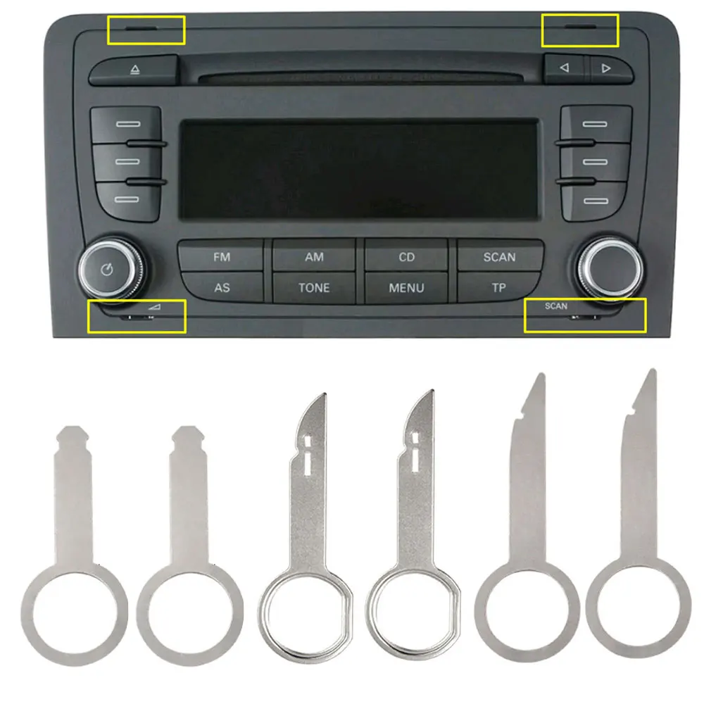 

6pcs/set Car Radio Removal Key Pin Tool Stereo Head Unit Audio Car Repair Special Disassembly Extraction Universal for VW Audi