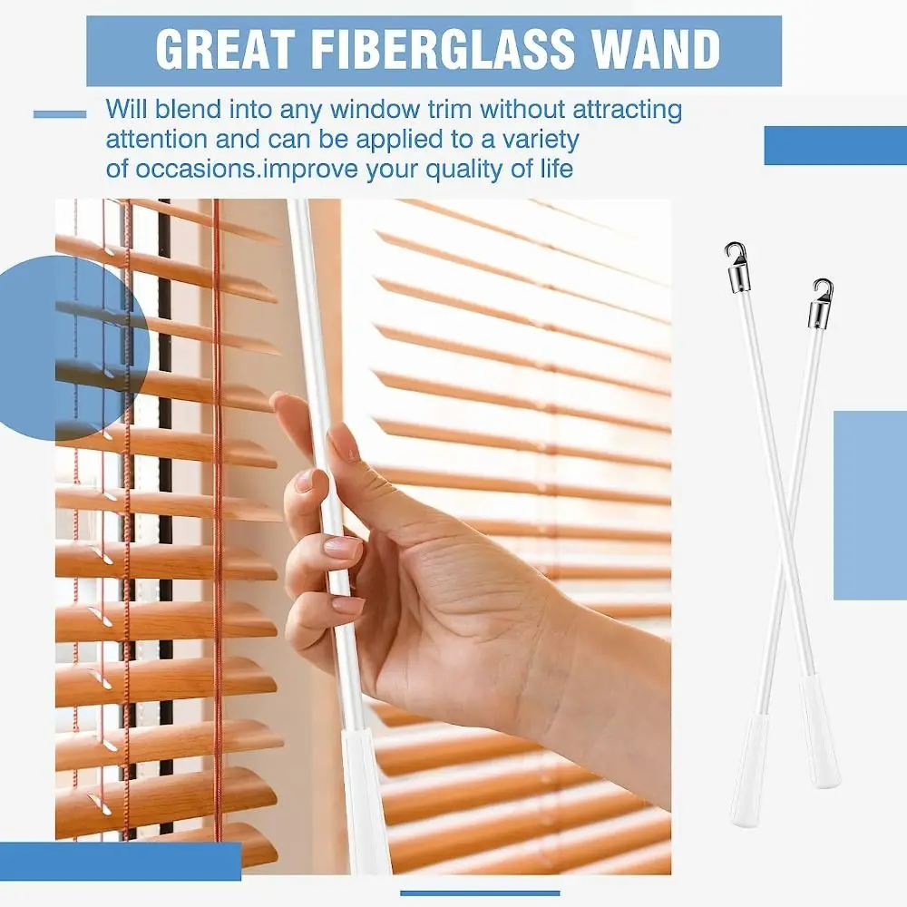 

2 Pcs Fiberglass Vertical Blinds Blind Wand White Blinds Stick Curtain Stick for Replacement Parts Window-shades