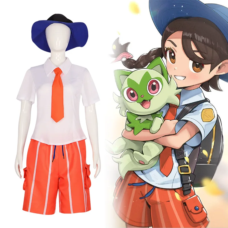 

Naranja Uva Academy Cosplay Costume Pokemoning Scarlet and Violet Hat Shirt Tie Socks Outfits Juliana Florian School Uniform