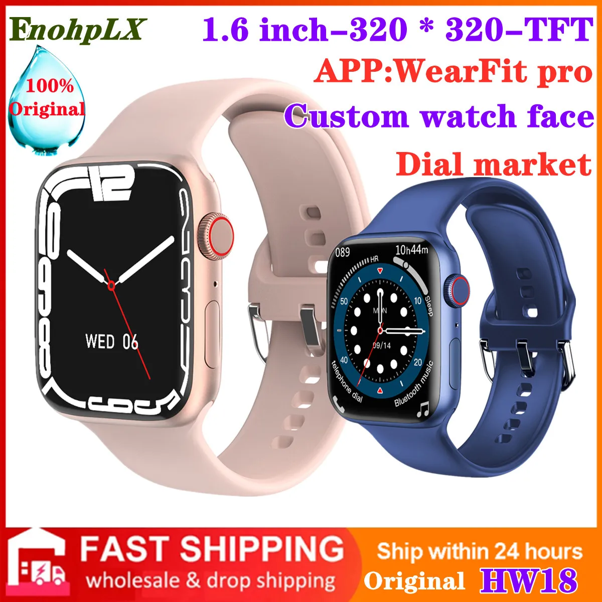 

Original IWO HW18 Smartwatch Series 6 Bluetooth Call DIY Face Smart Watch Men Women Fitness Clock For Androis iOS PK HW22 HW19