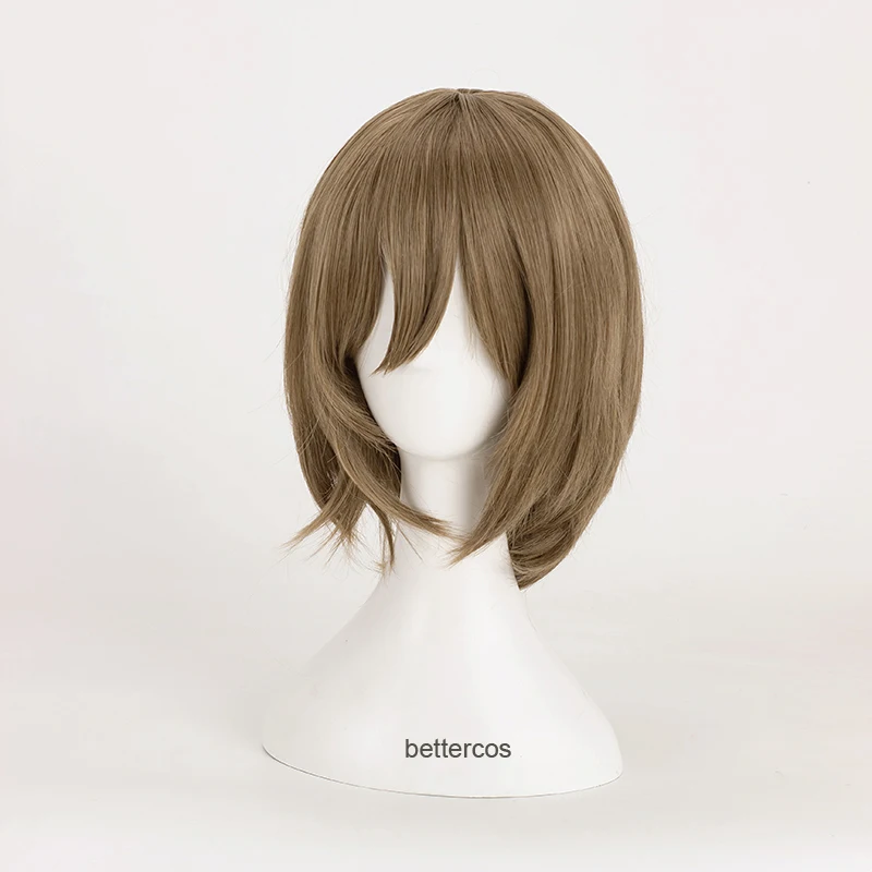 Фото Высокое качество Persona 5 Goro Akechi, парик для косплея, короткие льняные коричневые термостойкие синтетические волосы, игровые аниме-парики + шапочка для парика №3
