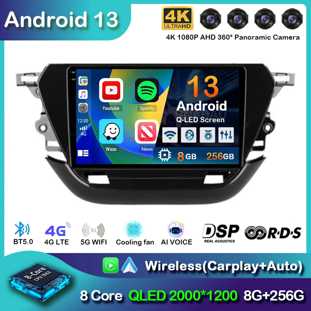 Android 13 Carplay Auto 2din для Opel Corsa F 2019-2023 авторадио автомобильный радиоприемник