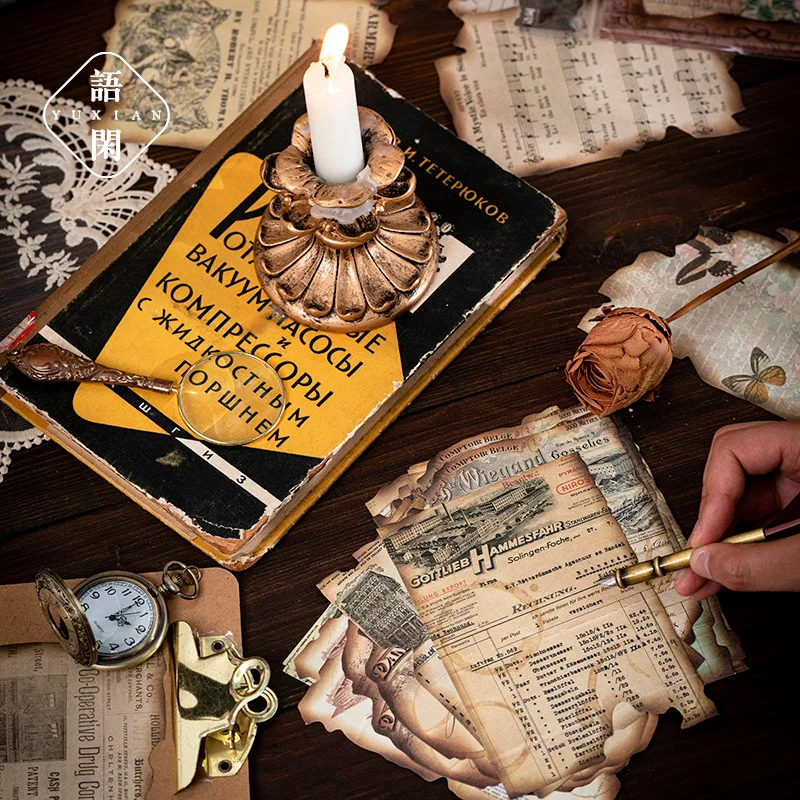 

30 шт./лот блокноты для записей материал бумага фрагмент огня нежелательный журнал Скрапбукинг карты Ретро фон декоративная бумага