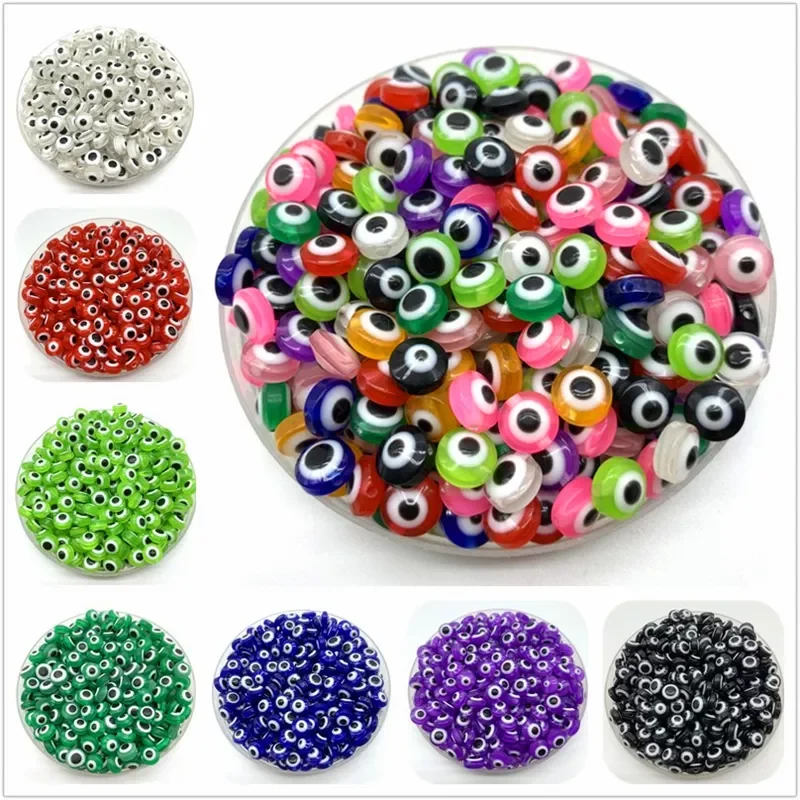 

New in 8mm Oval Shape Spacer Beads Evil Eye Beads Stripe Resin Spacer Beads For Jewelry Making Bracelet Necklace Charms y2k hair