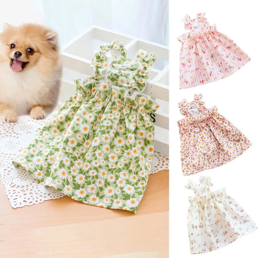 

Pet Puppy Clothes Suspender Skirt Outing Sun Protection Fashion Pet Floral for Female Dogs