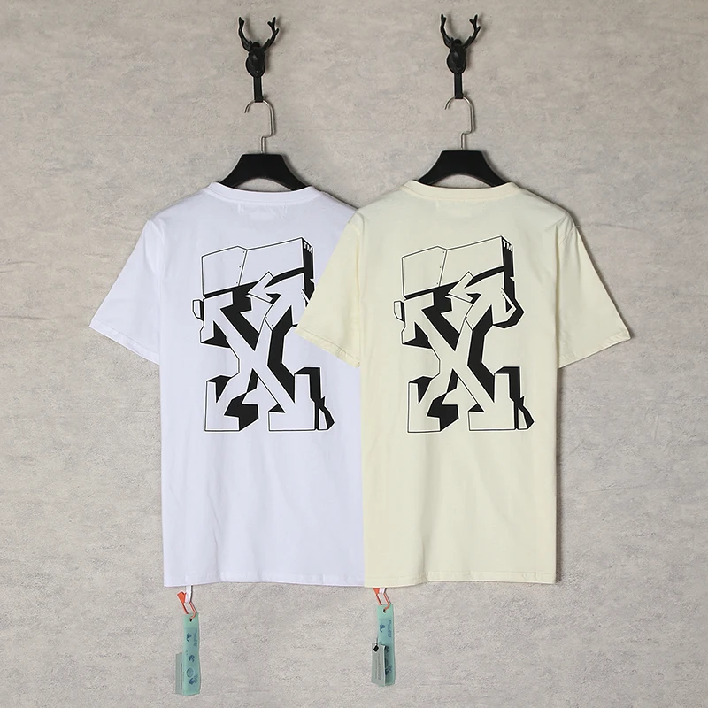 

New three-dimensional distorted sketch graffiti arrow short-sleeved loose T-shirt summer popular couple tide brand cotton top