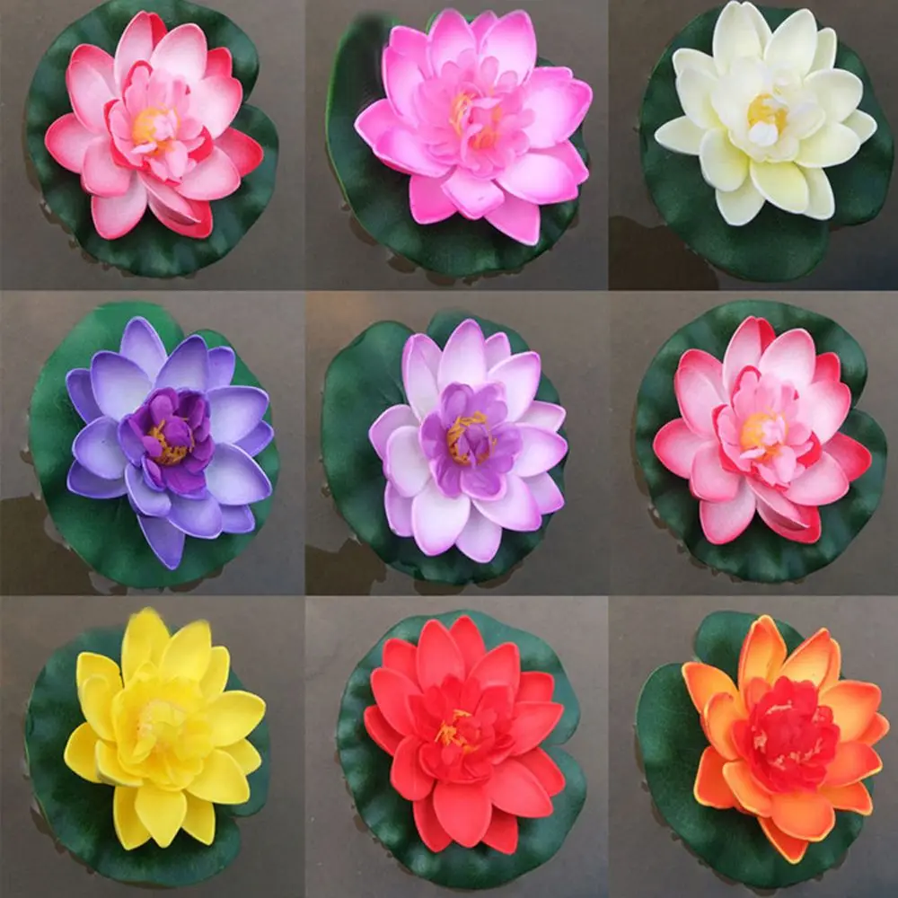 

1/3Pcs Artificial Floating Lotus Colorful Lifelike Water Lily Micro Landscape for Garden Pond Fake Plants Decoration Festival