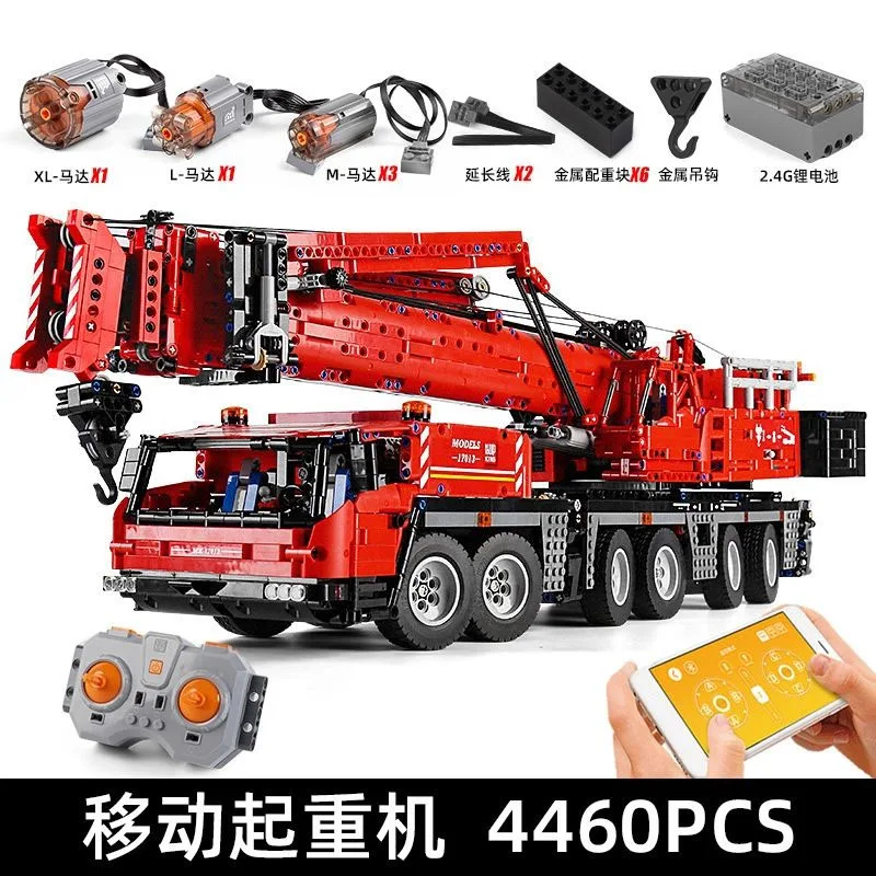 

crane 17013 crane building block app rc electric red gm k crane truck model brick adult difficult construction toy birthday gift