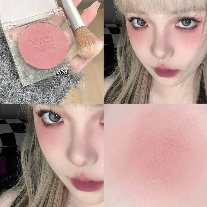 

2023 Rabbit Doll Monochrome Powder Blusher Soft Mist Matte Air-Feeling Blush Pale Orange Smooth Enhance Blusher Cream Makeup