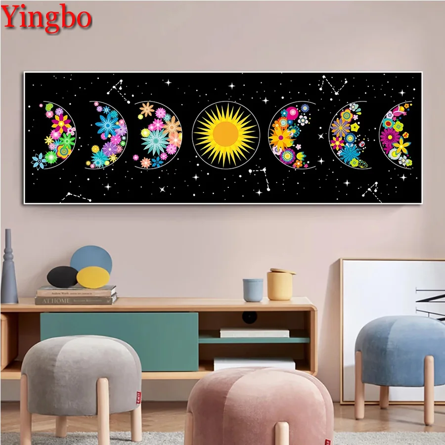 

5D Diy алмазная живопись абстрактная красочная Луна Звезда Живопись Набор для вышивки крестиком полная квадратная вышивка мозаика Стразы Дек...