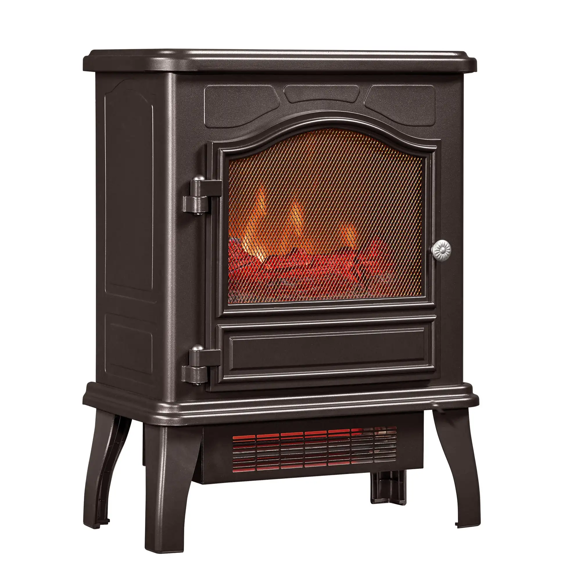 electric fireplace Powerheat Infrared Quartz  Stove Heater, Bronze with fire flame