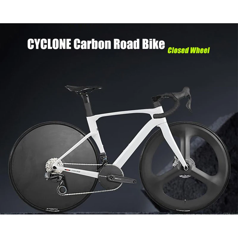 Фото TWITTER Cyclone Tri-Spoke Disc Закрытое колесо Карбоновый беспроводной шоссейный велосипед WheelTop EVO-24S Электронный переключатель передач R7120 Велосипед 700X28C №1