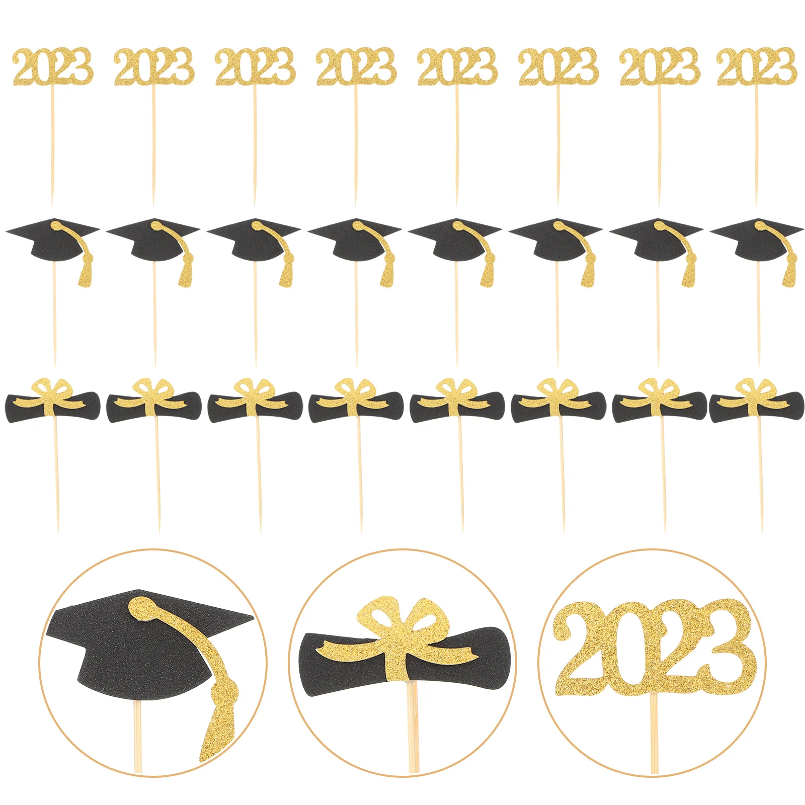 

Graduation Cupcake Toppers Topper Cake Grad Decorations Party Class Picks Decor Cap Dessert Supplies Cakes Congrats Diploma Food