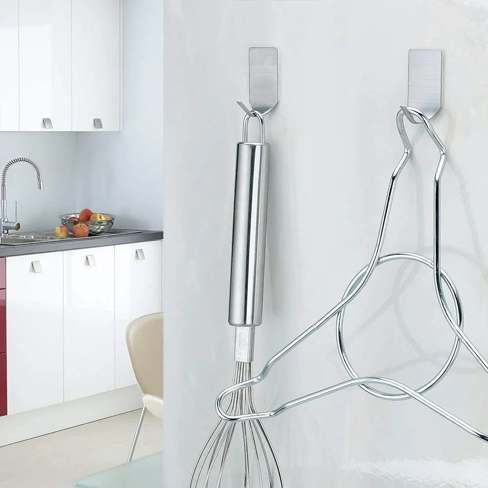 

Small Adhesive Hat Hooks Organizer for Wall Stainless Steel Ultra Strong Wall Rack for Hanging Hats Caps Keys Kitchen Utensils