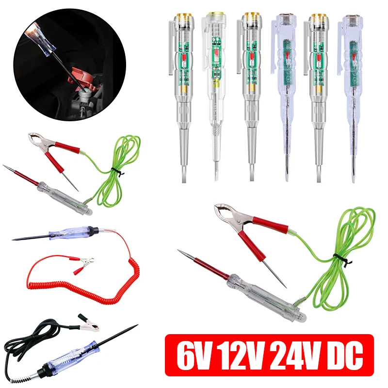 

6V 12V 24V DC Car Truck Voltage Circuit Tester Digital Display Long Probe Pen Light Bulb Automobile Diagnostic Tools Auto Repair