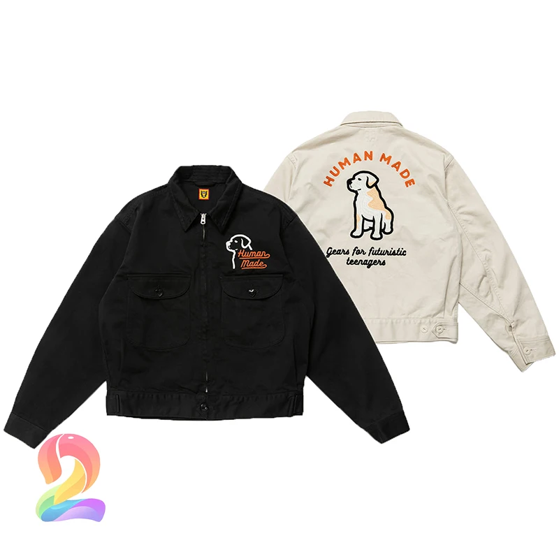 

High Quantity Embroidered HUMAN MADE Jackets Labrador Lapel Casual Zipper Work Jacket Men Women Human Made Coats