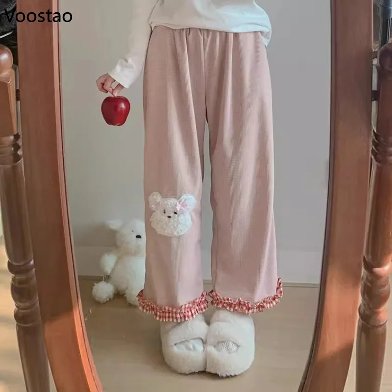 Японские Прямые вельветовые брюки Y2k в стиле &quotЛолита&quot Милые Женские панталоны