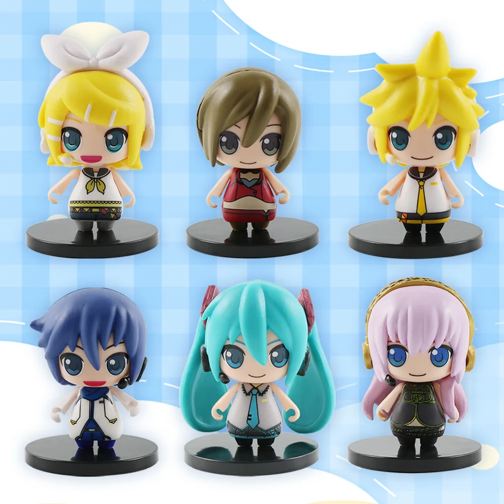 Фото Новинка аниме Hatsune, Мику, Кайто, Рин, лен, лука, версия Q, кавайная фигурка, игрушки из ПВХ, кукольные украшения, подарки, 1 шт., 5 см №5