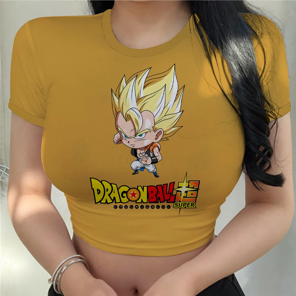 Crop Top Vegeta Anime Kawaii Clothes Y2k T-shirt Fashion Cool Harajuku Dragon Ball Z Women's T-shirts Summer 2023 Goku New Sexy