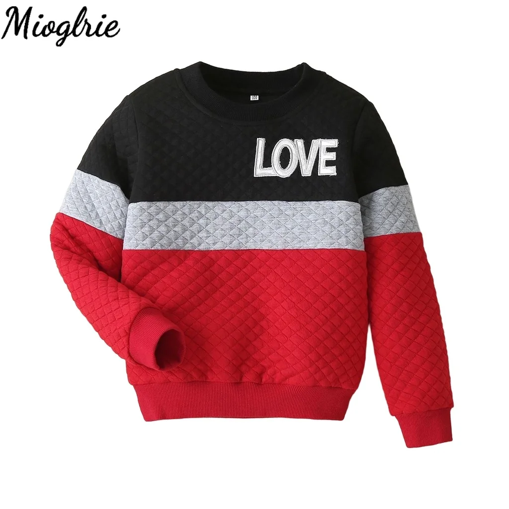 

1-6 Years Child Boy Autumn Winter Pullovers Toddler Baby Boys Fashion Color Patchwork Round NeckTops Sport Style Sweatshirt