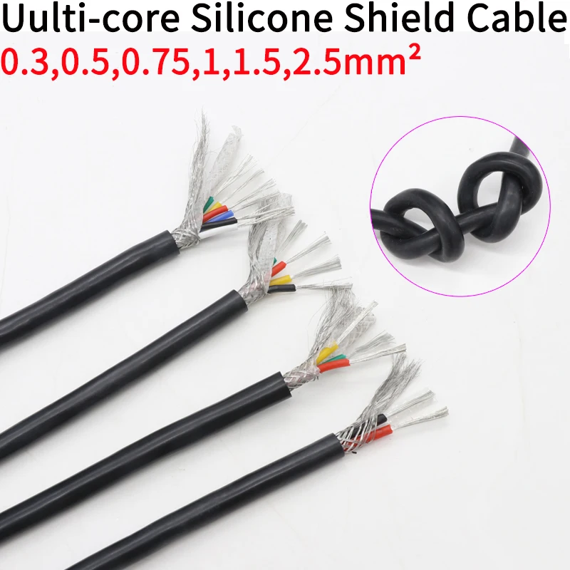 

Sq 0.3 0.5 0.75 1 1.5 2 2.5mm Soft Silicone Rubber Shielded Cable 2 3 4 6 Cores Insulated Flexible Copper High Temperature Wire