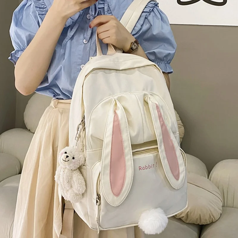 Xiaomi Rabbit Girl School Backpack Female Large Capacity Kawaii Back Pack Mochila Pink Women Bagpack Nylon Cartoon Schoolbag