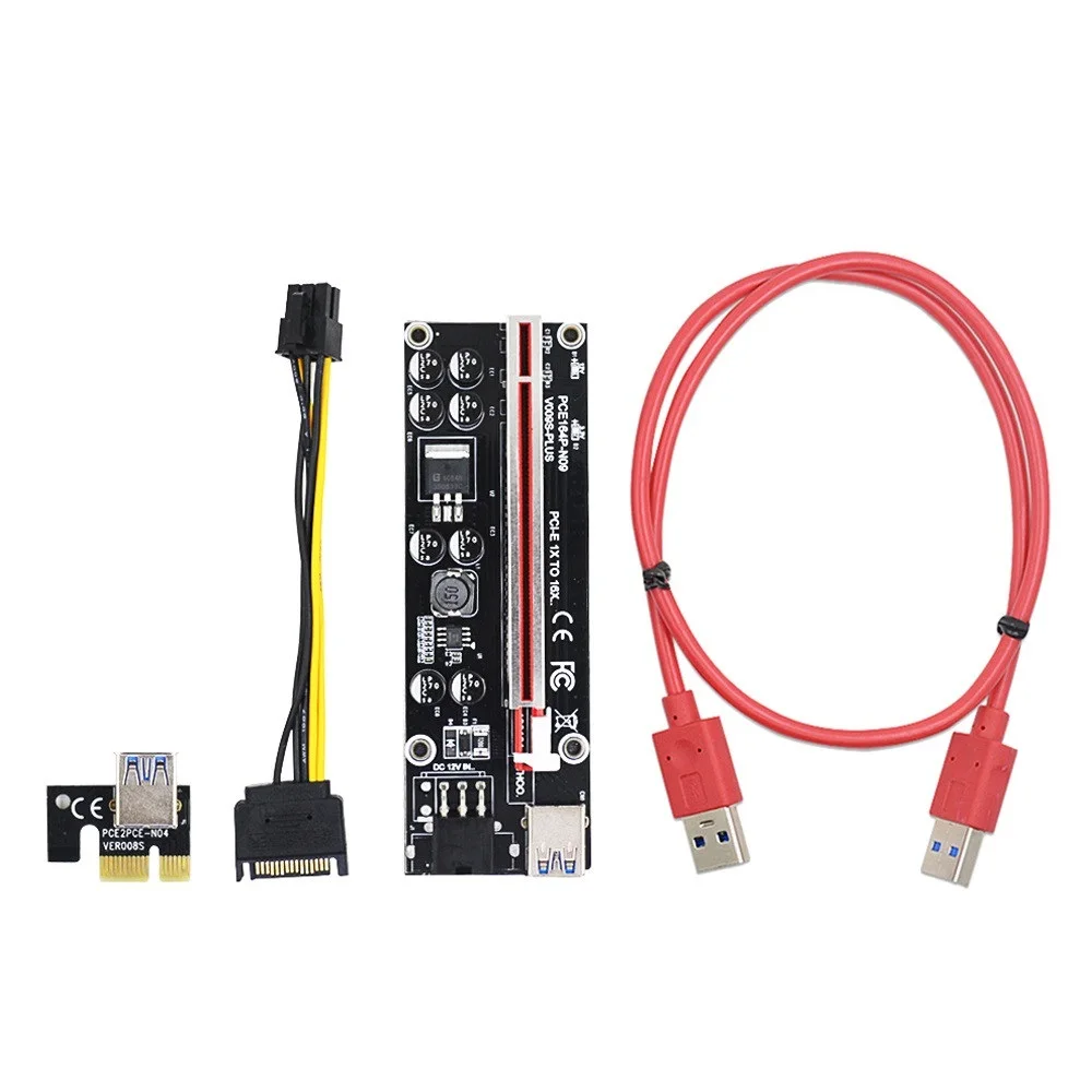 

Переходник VER009S Plus PCI-E, 6 шт., PCI Express, 1X на 16X, кабель USB 3,0, 6-контактный разъем для видеокарты