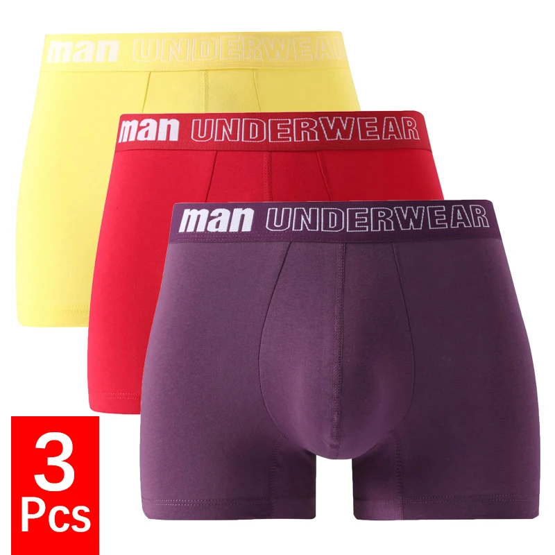 3Pcs/lot Large Size Men Panties Underwear Cotton Breathable Boxer Shorts Male Mid Waist Sexy U Pouch Sports Boxers Underpants