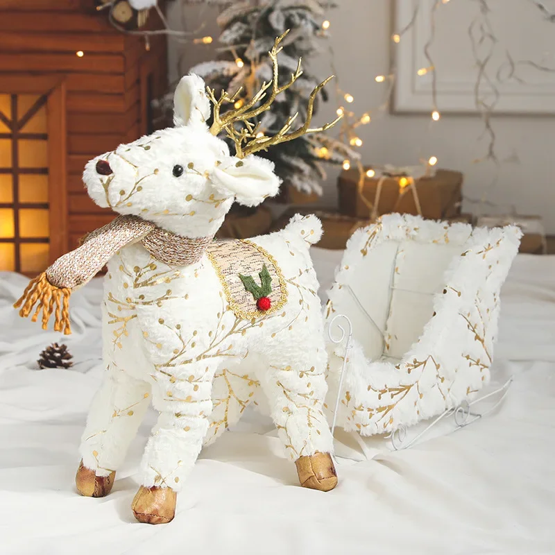 Плюшевый олень сани автомобиль Рождественское украшение для дома Настольный