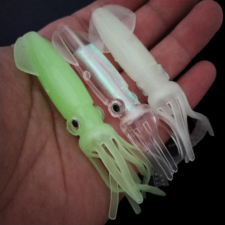 

Luminous Fishing Bait Soft Lure Night Glow Colorful 10cm 8g Baits Lifelike Artificial Squid Octopus Simulation Trolling Sea