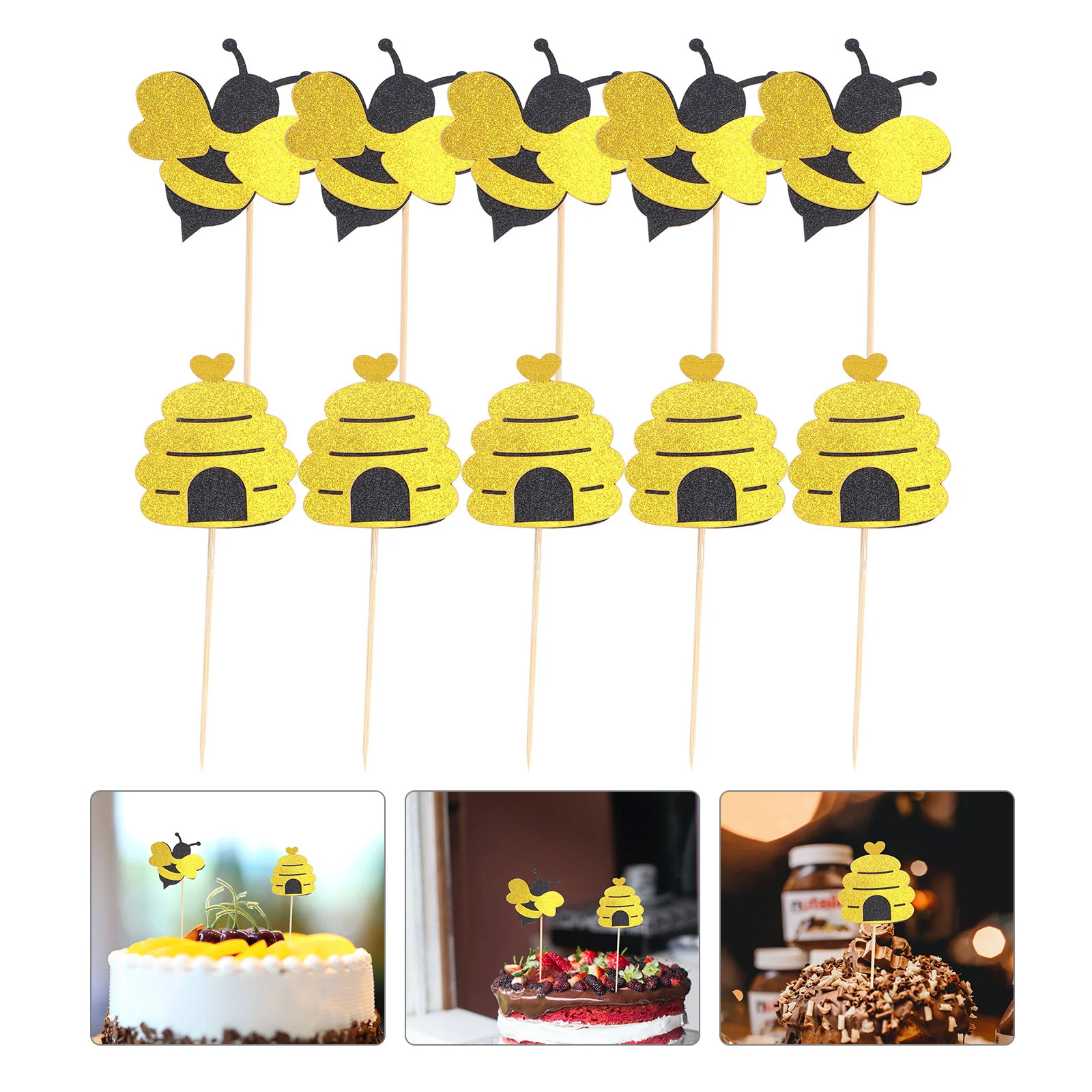 

Cake Picks Toppercupcake Glitter Birthday Dessert Decorations Shower Baby Toothpicks Honeycomb Reveal Gender Paper Appetizers