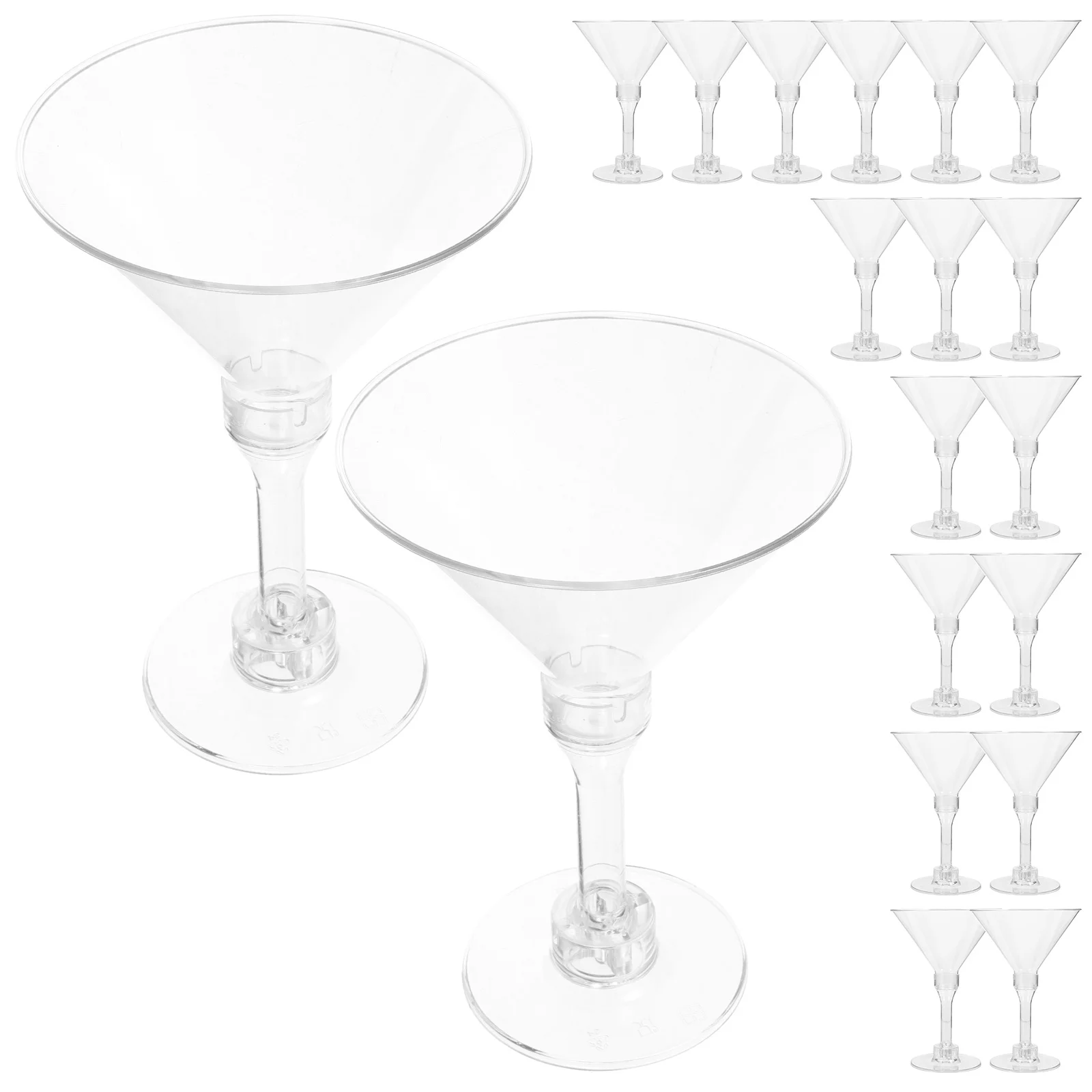 

20 Pcs Cocktail Glass Cups Party Plastic Reusable Goblets Glasses Clear Drinks Festival