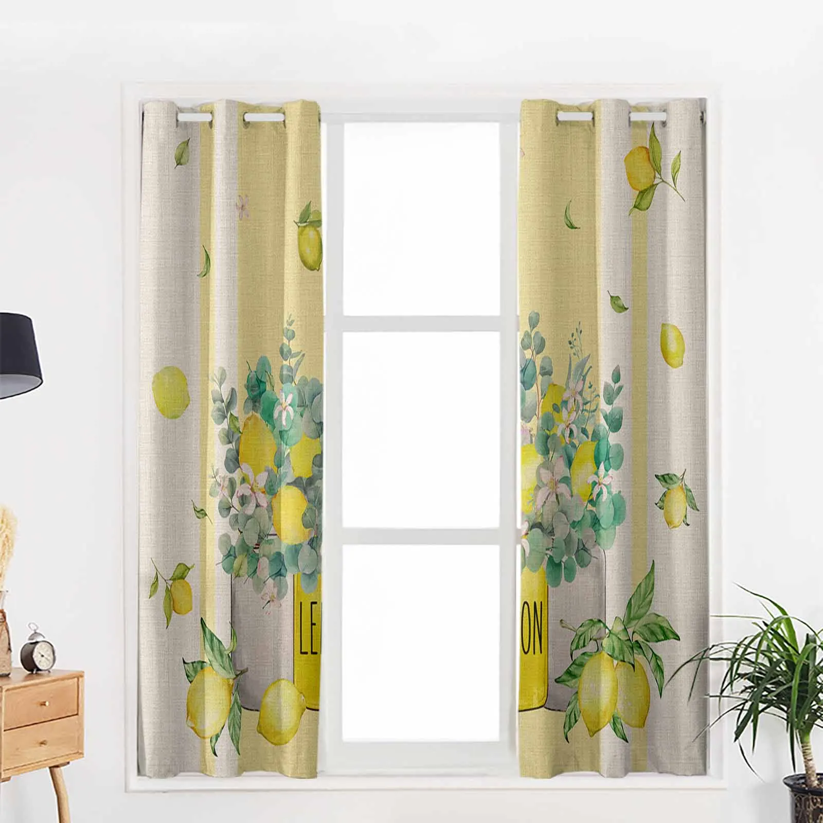 Летние акварельные лимонные оконные занавески для гостиной кухни