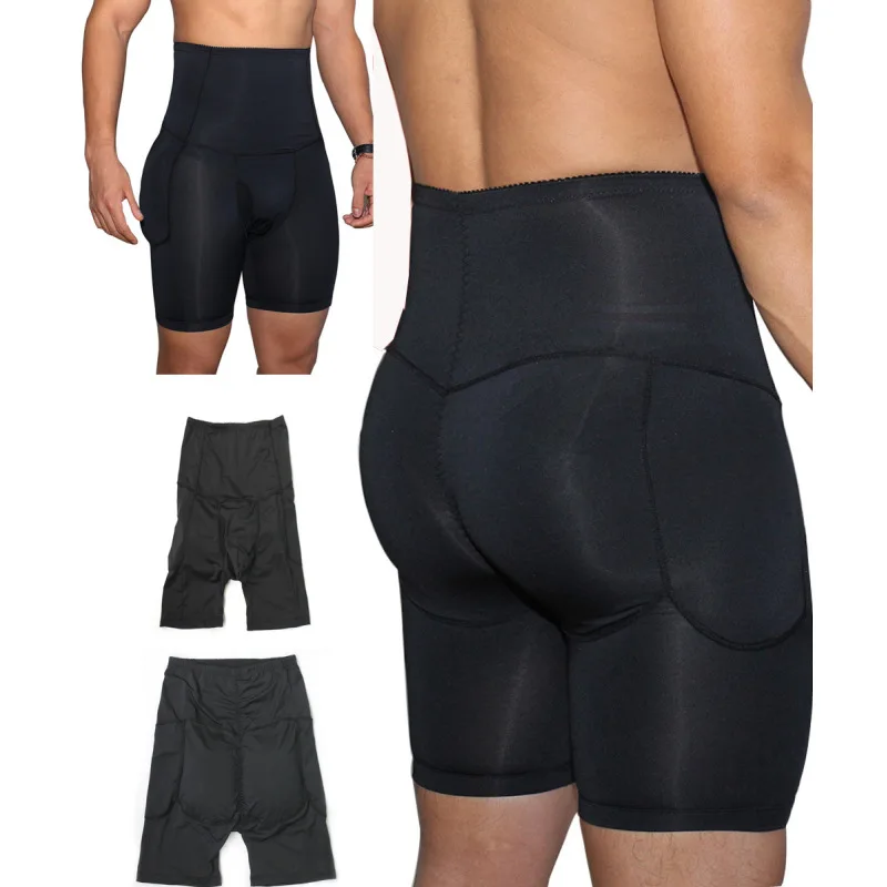Fullness Men Boxer Padded Butt Booster Enhancer Flat Stomach Shapewear Underwear Front Opening and Rear Hip Up