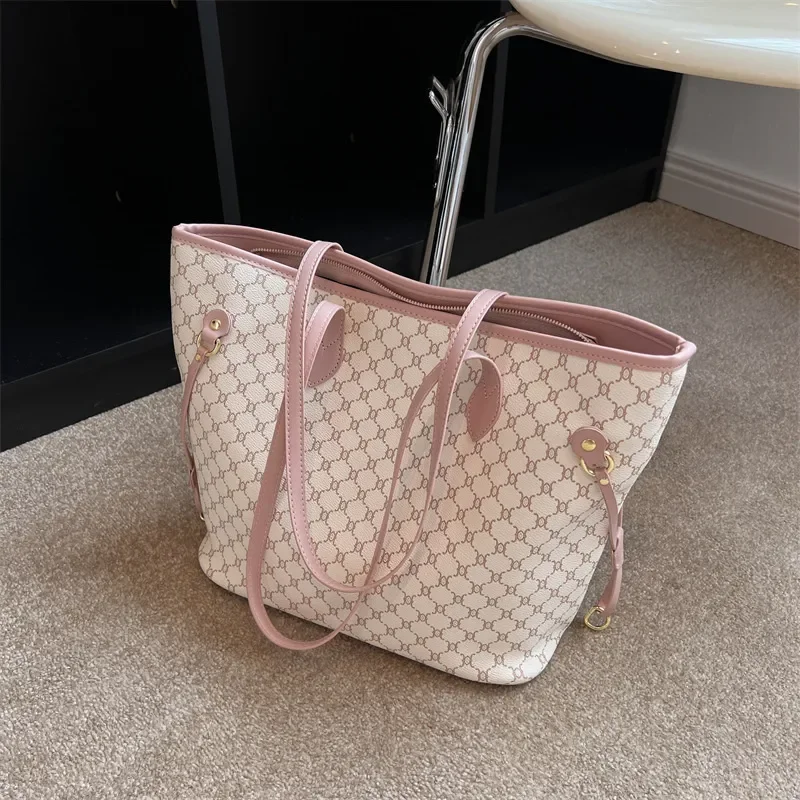 

Lingge Style Large Capacity for Women 2023 New Leisure Tote Bag One Shoulder Handbag