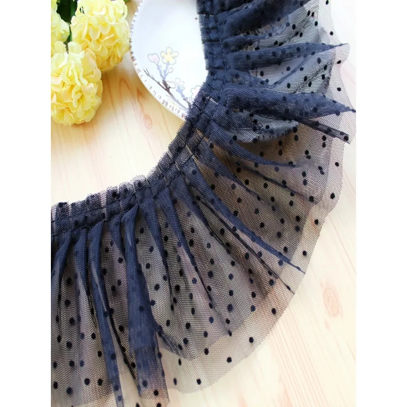 Сетка с оборками из тюля 3D плиссированная ткань кружевная вышивка лента бахромой