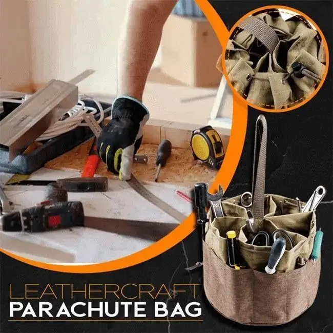 

Leather Craft Parachute Bag Upgrade Tool Bags Multi-Pocket Gardening Tool Storage Canvas Drawstring Handbag Tool Organizer