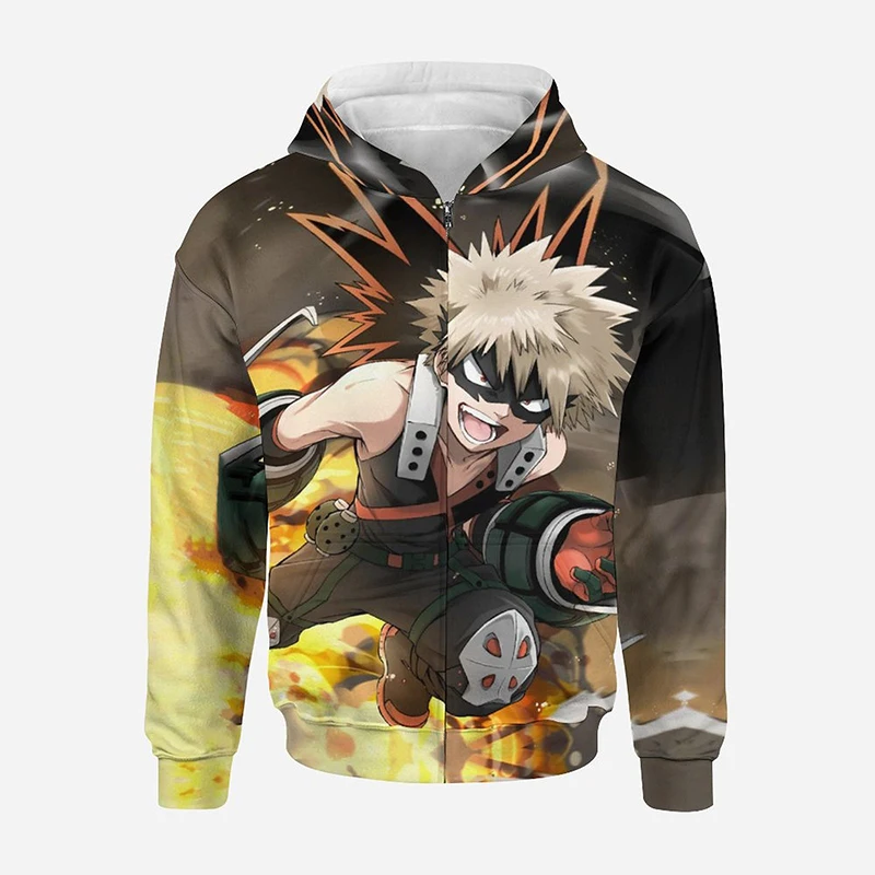

My Hero Academia Anime 3D Print Zip up Hoodies Men Women Children Funny Casual Zipper Hooded Harajuku Sweatshirt Cartoon